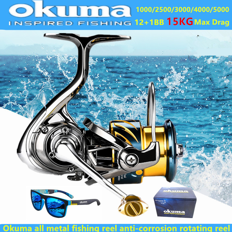 Fishing Equipment Daiwa - Okuma Vollmetall-Angelrolle 12+1BB 15KG Max Bremskraft