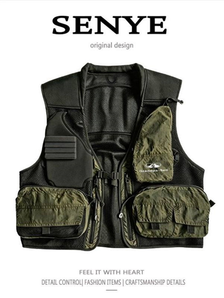 Fishing Vest Jacket - Outdoor-Flussangelweste, atmungsaktive Mesh-Multitaschenweste, tragbare ärmellose Jacke