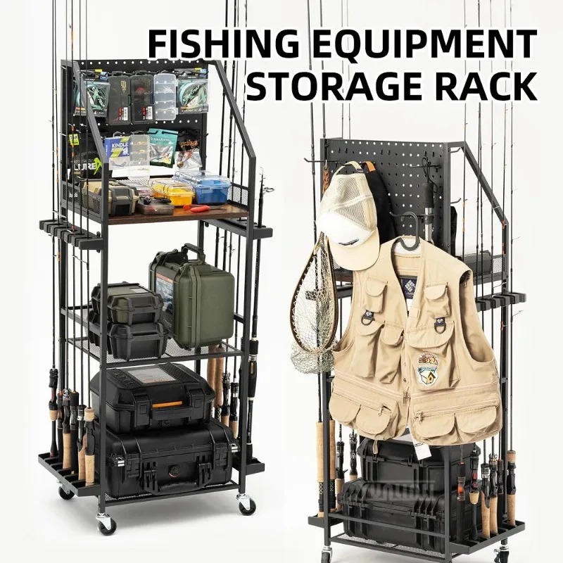 Fishing Equipment Rod - Aufbewahrungsregal für Angelausrüstung, Angelruten- und Rollenhalter
